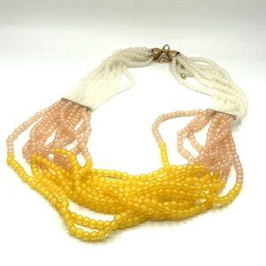 Multi strand Beaded Necklace With Gradient Colors In White Peach and Yellow Adju